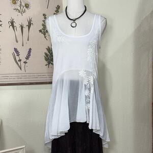 4 Love Liberty Johnny Was Floral Embroidered Tunic Top Fairy Coquette Ethereal S